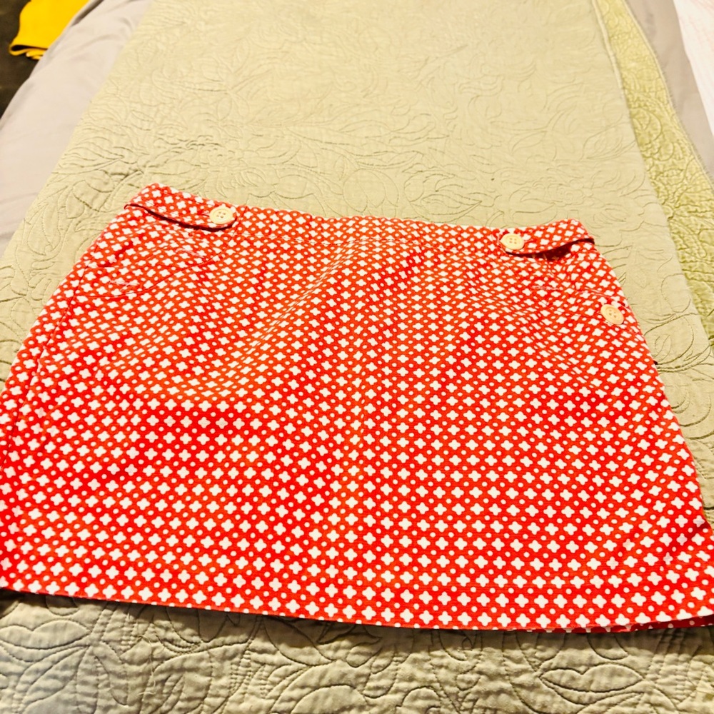 J. Crew Red and White A-Line Mini Skirt